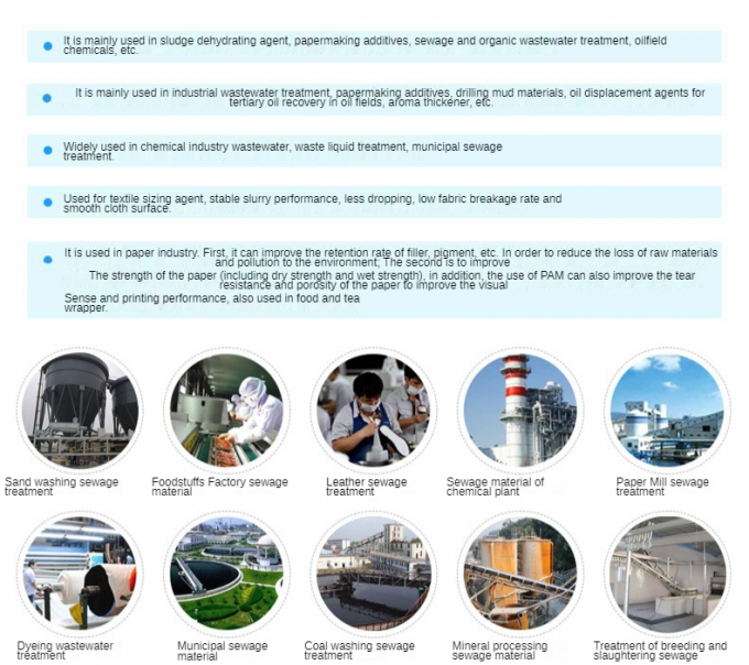 Atık Su Arıtma Polimer Topaklayıcı için Katyonik Poliakrilamid Topaklayıcı PAM 5